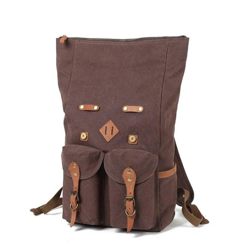 Vintage Mens Canvas Backpack Leather for Men