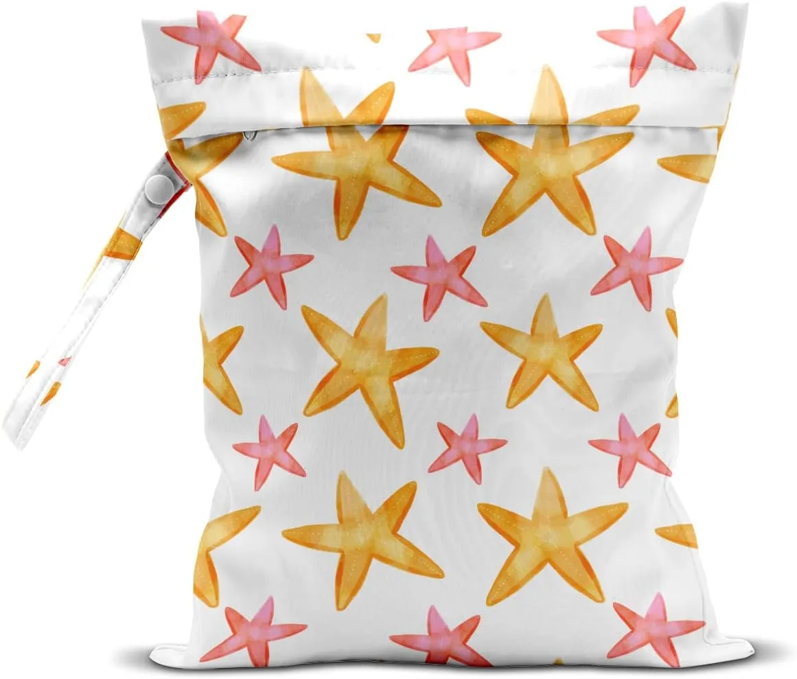 Wet Dry Bag, Wet Bag for Swimsuit, Travel, Beach, Pool, Diapers, Dirty Yoga Gym Clothes, Makeup Bag, Beach Wedding Supplies, Waterproof Reusable Shell Pearl Starfish Whale