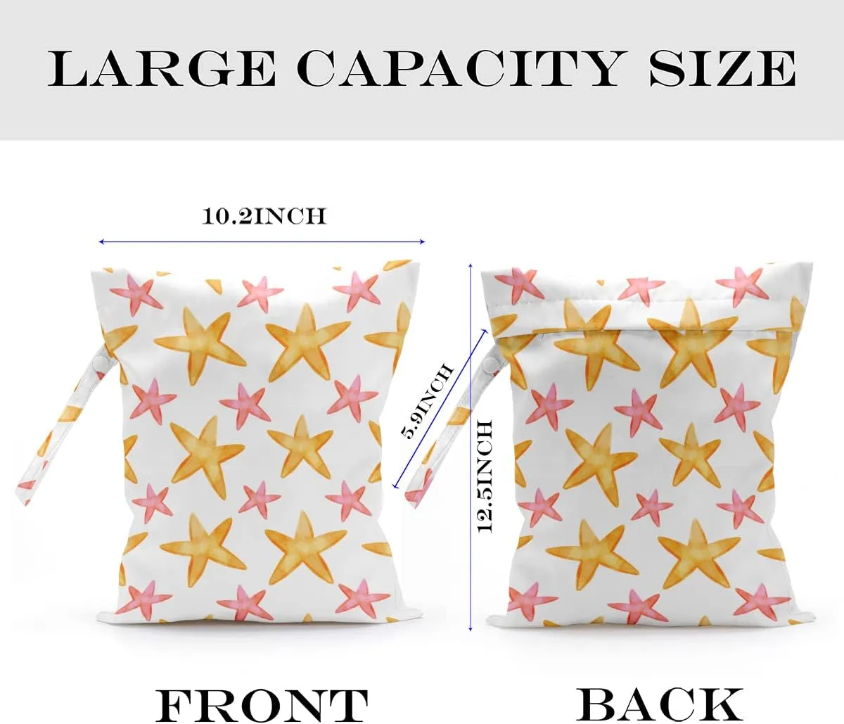 Wet Dry Bag, Wet Bag for Swimsuit, Travel, Beach, Pool, Diapers, Dirty Yoga Gym Clothes, Makeup Bag, Beach Wedding Supplies, Waterproof Reusable Shell Pearl Starfish Whale