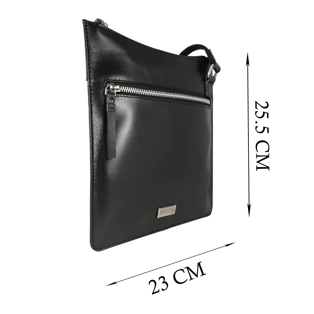 'WILLOW' Black Smooth Leather Crossbody Bag