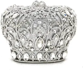 Women Luxury Crown Shaped Crystal Evening Clutch Elegant Rhinestones Party Handbag and Purse