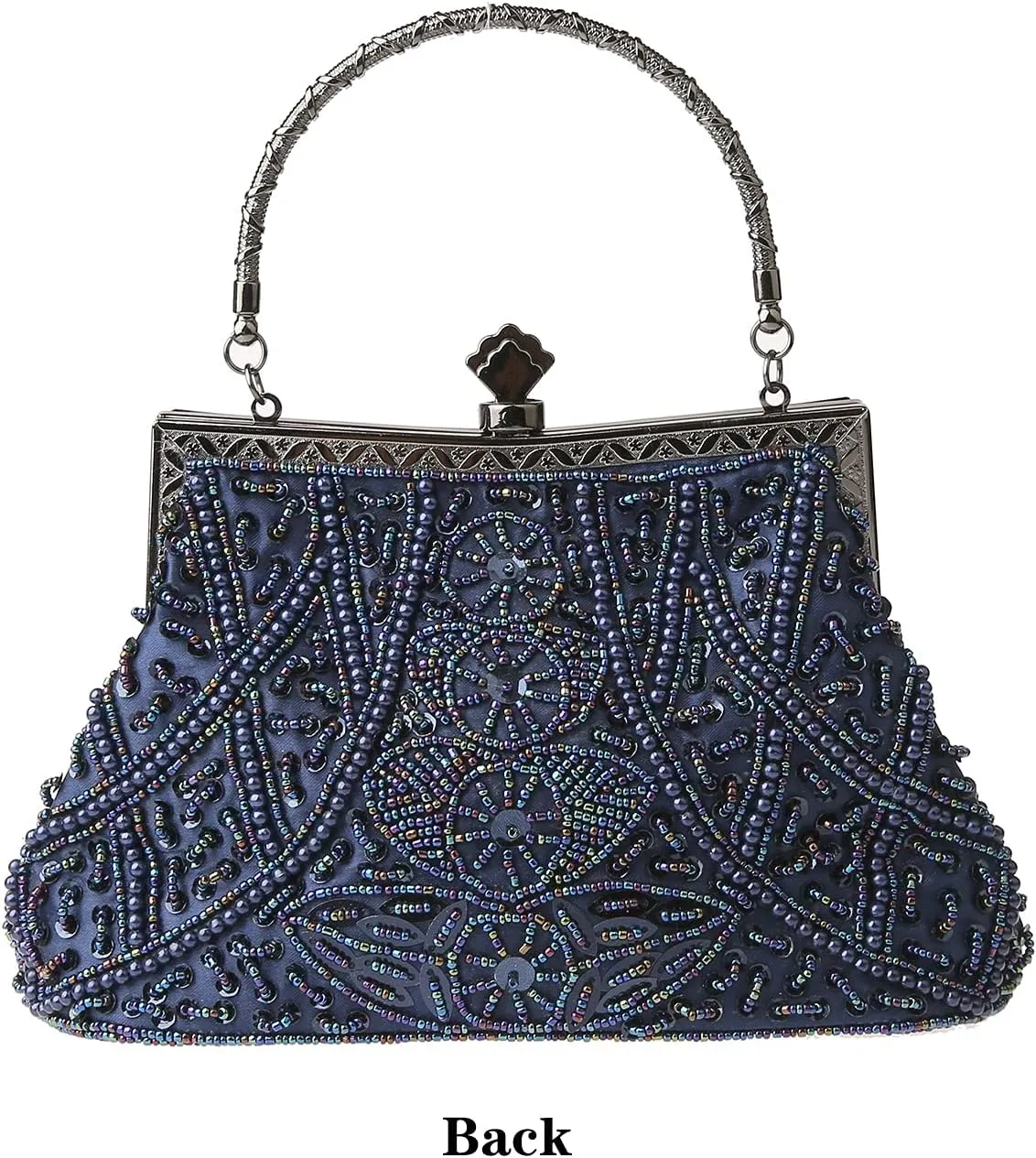 Womens Vintage Floral Beaded Rhinestone Embroidery Clutch Sequin Crossbody Bag Evening Handbag for Bridal Wedding Party Prom